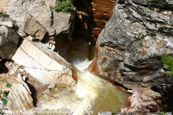 Gulch at the foot of the mountain